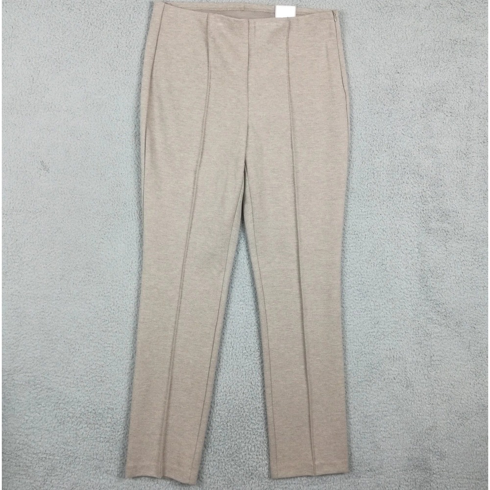 Chico's Womens Pants Lindy Side Zip Knit Straight Taupe Heather Tall 2 12 New